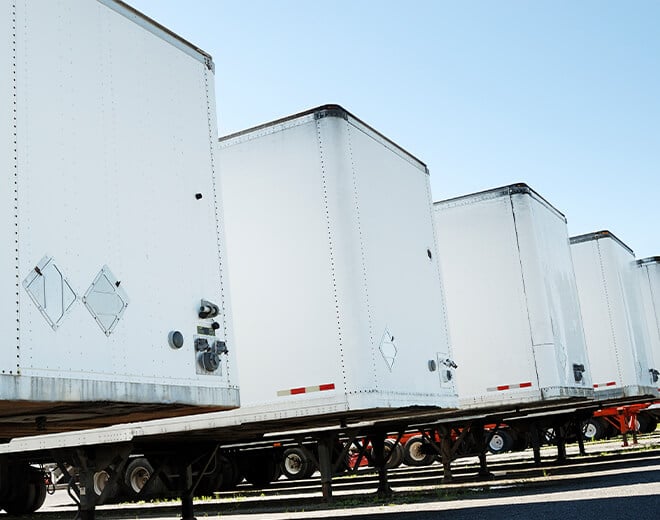 Lineup of Dry Van Trailers